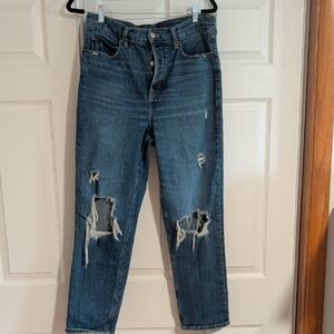 Old Navy Ripped Boyfriend Jeans in Dark Blue